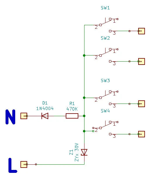 The only micro switches I found that are small enough, Omron D2MQ, are unfortunately quite expensive at around €2 a pc so total parts cost apr. €12, excluding the wall switch :-(.